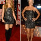 Las dos cantantes fueron a los premios VMA de 2009 llevando el mismo Balmain de cuero y tachuelas.