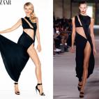 El complicado vestido que una llevó en la pasarela, la otra lo usó en la portada de una revista.