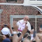 Pope Francis kisses a baby at Independence Hall in Philadelphia on Saturday, Sept. 26, 2015. (David Swanson/Philadelphia Inquirer/TNS via Getty Images)