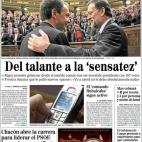 Una foto de Alberto Cuéllar para El Mundo pillaba a Rubalcaba en diciembre de 2011 recibiendo este mensaje: "Me dice nuestra informadora en el Ayto de Madrid q Gallardon va Defensa"