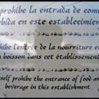 Acula:Prohibir en tres idiomas -