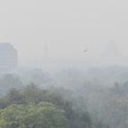 NEW DELHI, INDIA - NOVEMBER 25: A view of the South Block engulfed in smog, at Central Secretariat, on November 25, 2019 in New Delhi, India. Pollution levels in Delhi-National Capital Region increased marginally on Tuesday, mainly due to slow w...