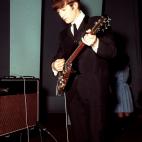 JOHN LENNON OF 'THE BEATLES', REHEARSING IN LIVERPOOL, 1963.