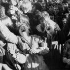 Emotional youngsters outside St George's City Hall when thousands gathered in Liverpool to pay tribute to one of the city's most famous sons, pop superstar John Lennon. Chaos broke out at the concert to commemorate the former Beatle who was shot...