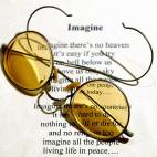 John Lennon's original orange-tinted spectacles on show at the Beatles Story Museum at The Albert Dock in Liverpool. The glasses, which he wore between 1970 and 1973 became his trademark image are valued at more than 1 million. He wore the spe...