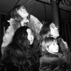 Julian Lennon (front) with his father John Lennon (right) of the Beatles, Japanese actress Yoko Ono (left) and Brian Jones of the Rolling Stones (back) at a rehearsp of the Rolling Stones' Rock and Roll Circus at the Intertel Studio, Wembley, Lo...