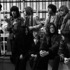 (Front row left to right) Japanese actress Yoko Ono, Julian Lennon and his father John Lennon (of the Beatles) at the rehearsal of the Rolling Stones Rock and Roll Circus, at the Intertel Studios, Wembley, London. John will be one of the guest s...