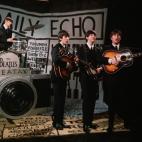 England, Circa 1963, British pop group 'The Beatles' are pictured performing together, L-R: Ringo Starr (drums), George Harrison (guitar), Paul McCartney (bass guitar) and John Lennon (guitar) (Photo by Bob Thomas/Getty Images)