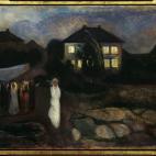 La noche es otro tema fundamental. "De hecho al final de su vida, cuando ya se instala en Oslo, vive prácticamente de noche. Es un gran noctámbulo y pintó muchos paisajes de noche", explica. Y entre esos paisajes está La tormenta, hecha en 1...