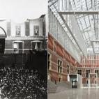 En el Atrio, los patios originales cubiertos se han convertido en una nueva entrada en la que es protagonista especial "el candelabro", una estructura metálica que cuelga de la claraboya tamizando la luz y ayudando al aislamiento acústico.