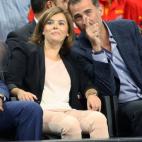 En un partido de baloncesto junto al rey Felipe VI.