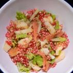 ▶️ Ingredientes (para 2 personas): unas hojas de lechuga, una pera o dos, media granada (una entera si es peque&ntilde;a), una cu&ntilde;ita de queso manchego curado o semicurado, un par de lonchas de salm&oacute;n ahumado o marina...