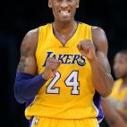 Lakers Kobe Bryant reacts after almost stealing the ball against the Trail Blazers at the Staples Center Friday. (Photo by Wally Skalij/Los Angeles Times via Getty Images)