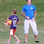 Con su hijo Romeo en California