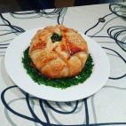 Volcán de hojaldre con queso y beicon