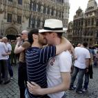 Flashmob de 2011 contra la violencia hacia homosexuales en Bruselas.