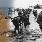 Los turistas disfrutan de la luz del sol donde desembarcaron los soldados estadounidenses el 6 de junio de 1944.