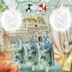 Two pages (featuring Festival Culture - Performing Arts) from the new British passport design that have been unveiled at Shakespeare's Globe Theatre in London.