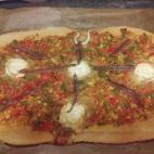 Las verduras son pimiento rojo, pimiento verde y calabacín. Encuentra la receta en Cookpad.