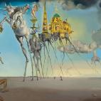 Esta obra surrealista de 1946 muestra a San Antonio de rodillas en medio del desierto haciendo un exorcismo a un caballo y elefantes que portan las tentaciones del santo.