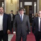 Oriol Junqueras, Carles Puigdemont y Jordi Turull