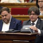 Junqueras y Puigdemont, en sus escaños