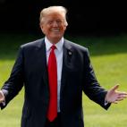 Posando en los jardines de la Casa Blanca.