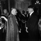 Third Reich Chancellor Adolf Hitler talking with the apostolic Nuncio Monsignor Cesare Orsenigo during a reception. Berlin, December 1939 (Photo by Heinrich Hoffmann/Mondadori Portfolio via Getty Images)