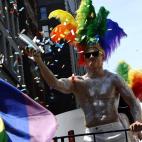 Un hombre en los festejos de Nueva York.