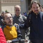 Pablo Iglesias y Pablo Echenique, en Zaragoza