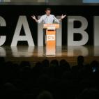 El líder de Ciudadanos, Albert Rivera, durante su participación en un mitin electoral en Tarragona.