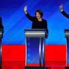 En el debate del 7 de febrero de 2020, con Bernie Sanders y Tom Steyer