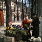 Marchande de fleurs, avenue Hoche Paris 8e, en 1919.