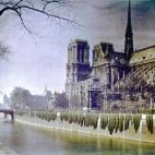 L'arrière de la cathédrale Notre Dame de Paris, dans le 4e, vue du Quai de Montebello sur la rive gauche.