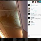 Foto de la cuenta de Instagram de Alan Cross, con imágenes del resultado de turbulencias en un avión a la hora de comer