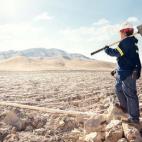 Carol Warn; encargada de plataformas de lixiviación en la compañía minera Marigold. Foto tomada en Valmy, Nevada.
