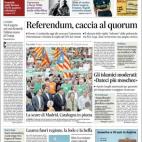 &quot;La oscuridad de Madrid, Catalu&ntilde;a en la plaza&quot;, titula Il Gazzettino.