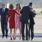 Bienvenida de los reyes a Abdalá y Rania de Jordania a su llegada al aeropuerto de Madrid.