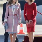 Bienvenida de los reyes a Abdalá y Rania de Jordania a su llegada al aeropuerto de Madrid.