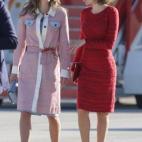 Bienvenida de los reyes a Abdalá y Rania de Jordania a su llegada al aeropuerto de Madrid.