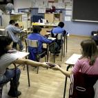 Vista de una de las aulas del Colegio público Palacio Valdés de Madrid, a primera hora de la mañana.