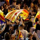 Independentistas manifestándose en la noche del jueves