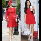 Imposible imaginar dos estilos m&aacute;s distintos, pero a ambas el McQueen rojo les queda como un guante.