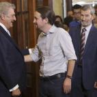 Jesús Posada, Pablo Iglesias y Julio Rodríguez.