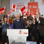 Meritxell Batet, Sara Hernández, Felipe González y Ángel Gabilondo, en Vicálvaro (Madrid).