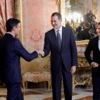 Pedro S&aacute;nchez, Felipe VI y Emmanuel Macron