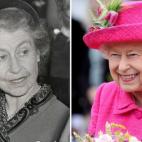 Isabel II en 1954 a los 28 años y en 2019 a los 93.