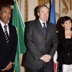 Cuando era Ministra de Cultura en 2005, con sus homólogos francés y brasileño.