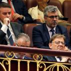 El jefe de Gabinete de Pedro S&aacute;nchez, Iv&aacute;n Redondo, el secretario de Estado de Comunicaci&oacute;n, Miguel &Aacute;ngel Oliver, y el presidente de la Comunidad Valenciana, Ximo Puig.