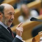 Rubalcaba durante su intervención en el pleno del Congreso.